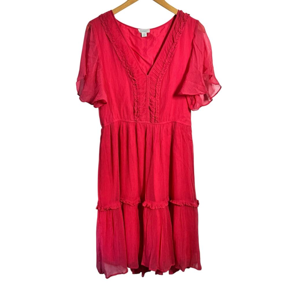 Sundance Monaco Meet Up Dress Women M Pink Boho Romantic Fairy Flouncy Crinkle
